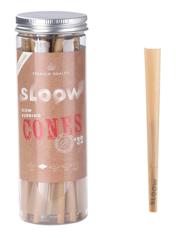 SLOOW UNBLEACHED CONES - King Size with Tip, 32 pieces